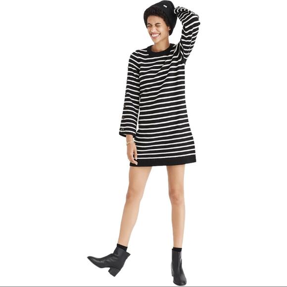 Madewell Merino Wool Button Sleeve Sweater Dress Small - Picture 1 of 13